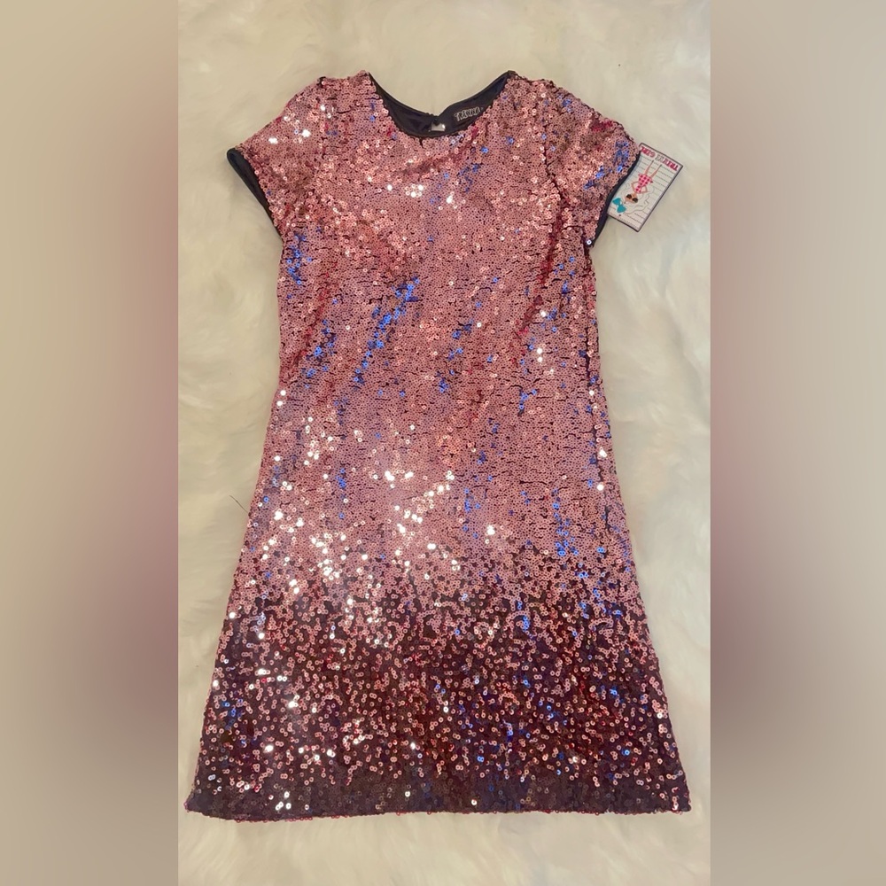 Trixxi Girl Dress | Rose Gold and Black Sequence Ombré